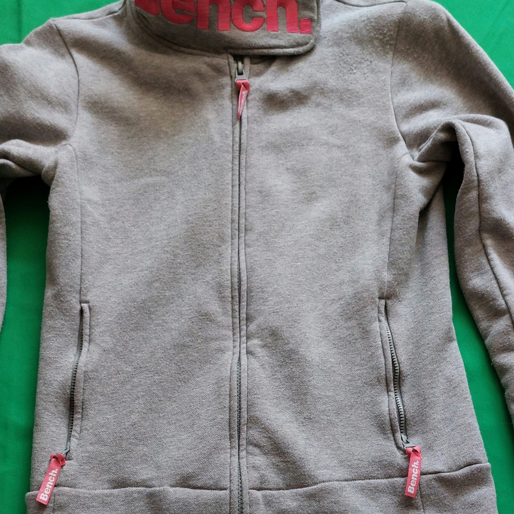 Bench Gray Zip-Up Sweatshirt with Fleece Material